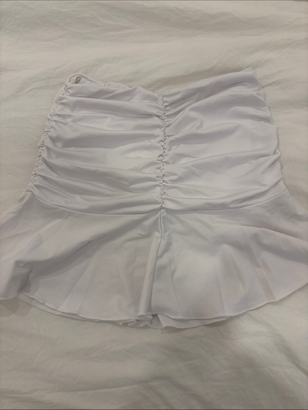 White Ruched Mini Skirt